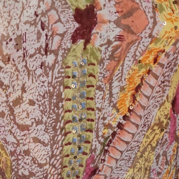 Vintage Women Sheer Floral Tunic Top Size 2X Boho Fairy Kimono VNeck Ethereal - Picture 5 of 12